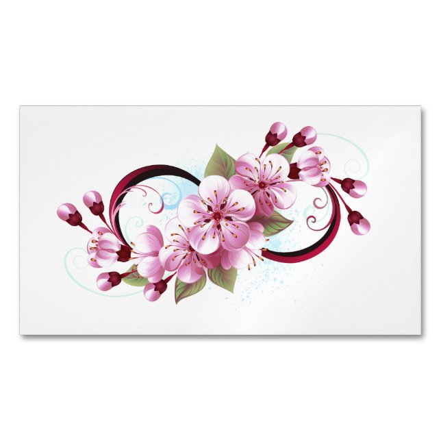 Oändlighet med Blommar Flowers Sakura Magnetiska Visitkort (Framsida)