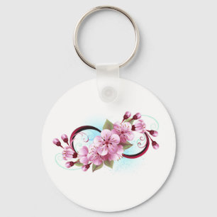 Oändlighet med Blommar Flowers Sakura Nyckelring