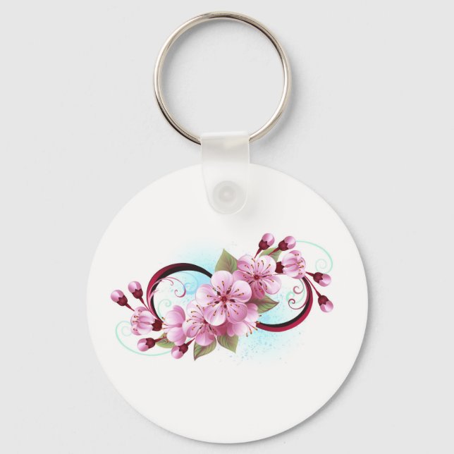 Oändlighet med Blommar Flowers Sakura Nyckelring (Framsida)
