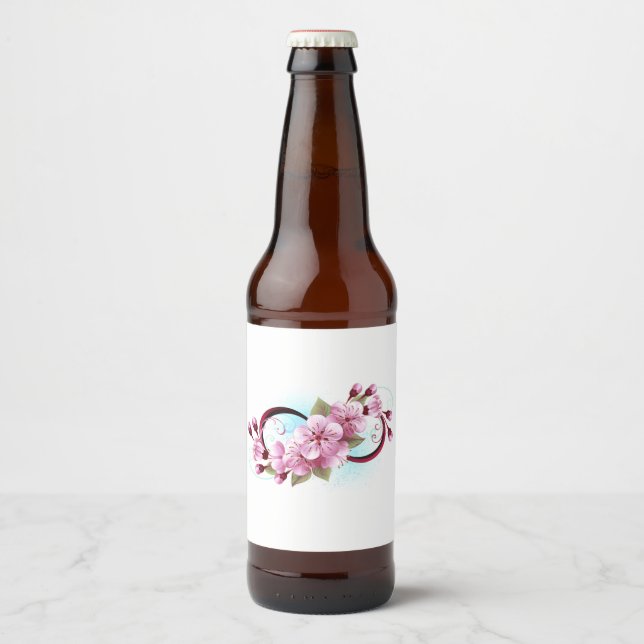 Oändlighet med Blommar Flowers Sakura Ölflaska Etikett (Framsida)