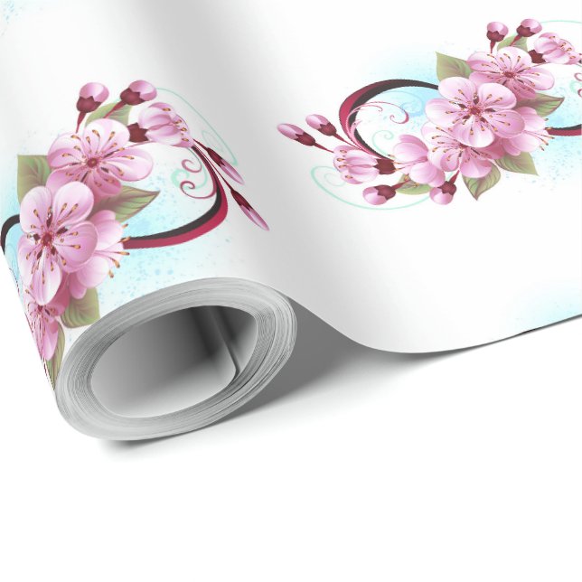 Oändlighet med Blommar Flowers Sakura Presentpapper (Rullad Hörn)