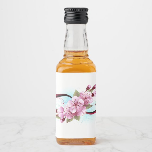 Oändlighet med Blommar Flowers Sakura Spritflaskor Etikett (Framsida)