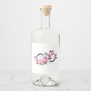 Oändlighet med Blommar Flowers Sakura Spritflaskor Etikett