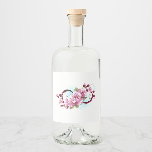 Oändlighet med Blommar Flowers Sakura Spritflaskor Etikett (Framsida)