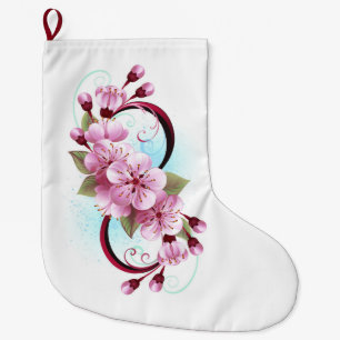Oändlighet med Blommar Flowers Sakura Stor Julstrumpa