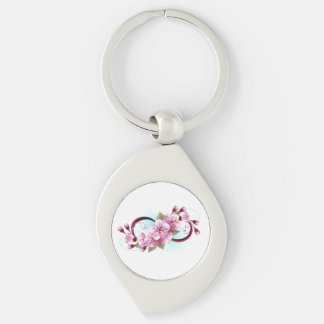 Oändlighet med Blommar Flowers Sakura Swirl Silverfärgad Nyckelring