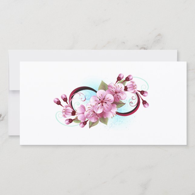 Oändlighet med Blommar Flowers Sakura Tack Kort (Framsida)