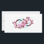 Oändlighet med Blommar Flowers Sakura Tack Kort<br><div class="desc">Symbol för oändlighet med blommor och löv av blåsande sakura-blommar mot ljusbakgrund,  målade med blå färg. Oändlighetssymbolen. Sakura-blommar. Tatto stil. Hanami</div>