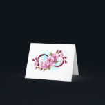 Oändlighet med Blommar Flowers Sakura Tack Kort<br><div class="desc">Symbol för oändlighet med blommor och löv av blåsande sakura-blommar mot ljusbakgrund,  målade med blå färg. Oändlighetssymbolen. Sakura-blommar. Tatto stil. Hanami</div>