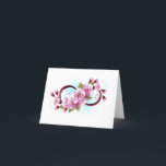 Oändlighet med Blommar Flowers Sakura Tack Kort<br><div class="desc">Symbol för oändlighet med blommor och löv av blåsande sakura-blommar mot ljusbakgrund,  målade med blå färg. Oändlighetssymbolen. Sakura-blommar. Tatto stil. Hanami</div>