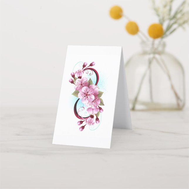 Oändlighet med Blommar Flowers Sakura Tidsbeställning Kort (Baksida)