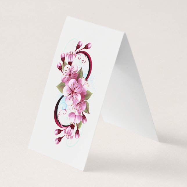 Oändlighet med Blommar Flowers Sakura Visitkort (Baksida)