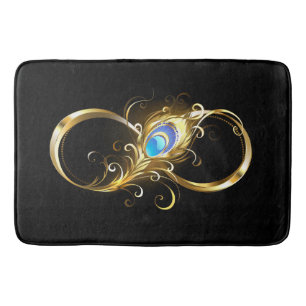 Oändlighet med Golden Peacock Feather Badrumsmatta