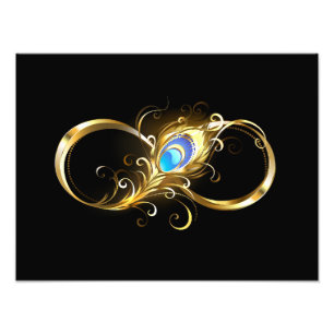 Oändlighet med Golden Peacock Feather Fototryck