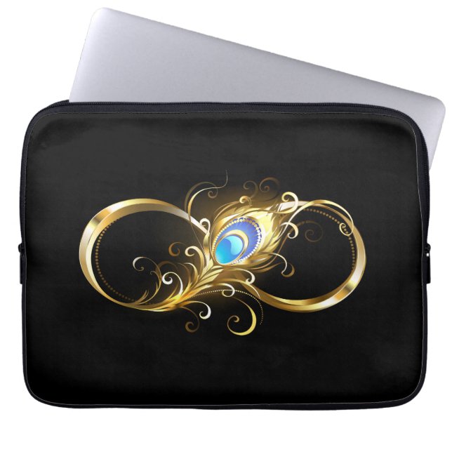 Oändlighet med Golden Peacock Feather Laptop Fodral (Framsidan)