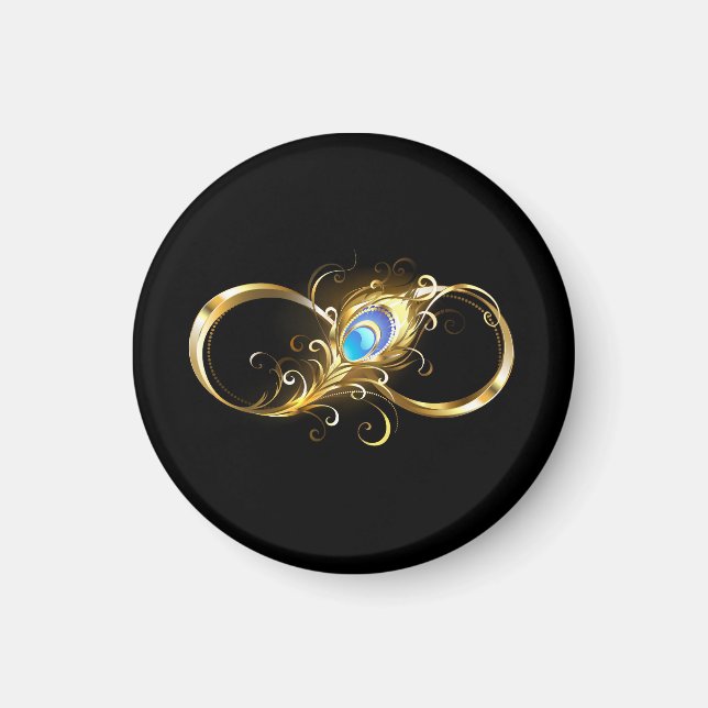 Oändlighet med Golden Peacock Feather Magnet (Framsidan)