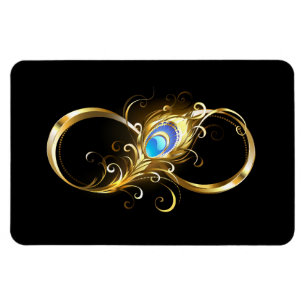 Oändlighet med Golden Peacock Feather Magnet