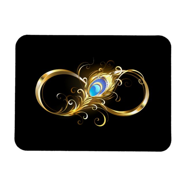 Oändlighet med Golden Peacock Feather Magnet (Horisontell)