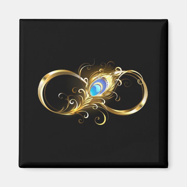 Oändlighet med Golden Peacock Feather Magnet (Framsidan)