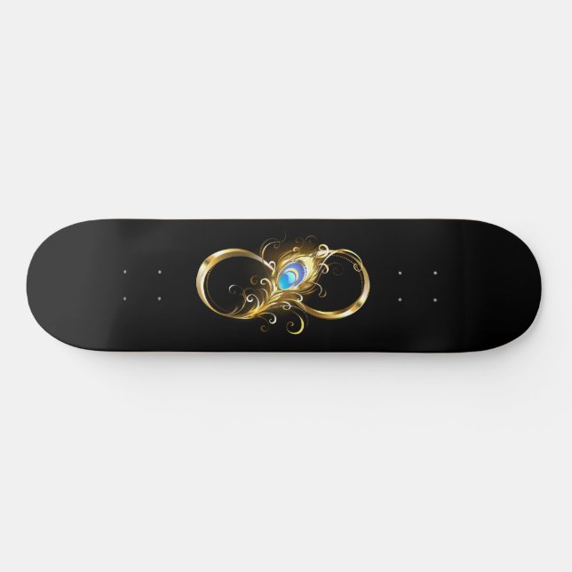 Oändlighet med Golden Peacock Feather Mini Skateboard Bräda 18,5 Cm (Horz)