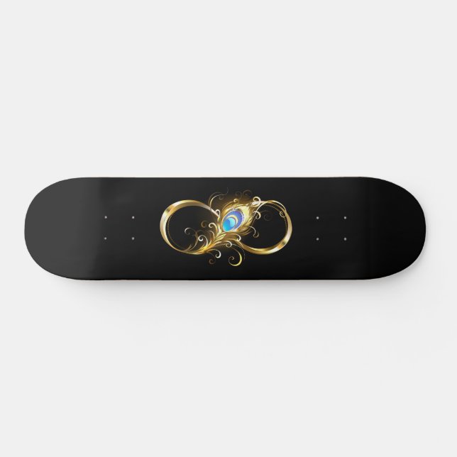 Oändlighet med Golden Peacock Feather Mini Skateboard Bräda 18,5 Cm (Horz)