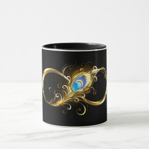 Oändlighet med Golden Peacock Feather Mugg