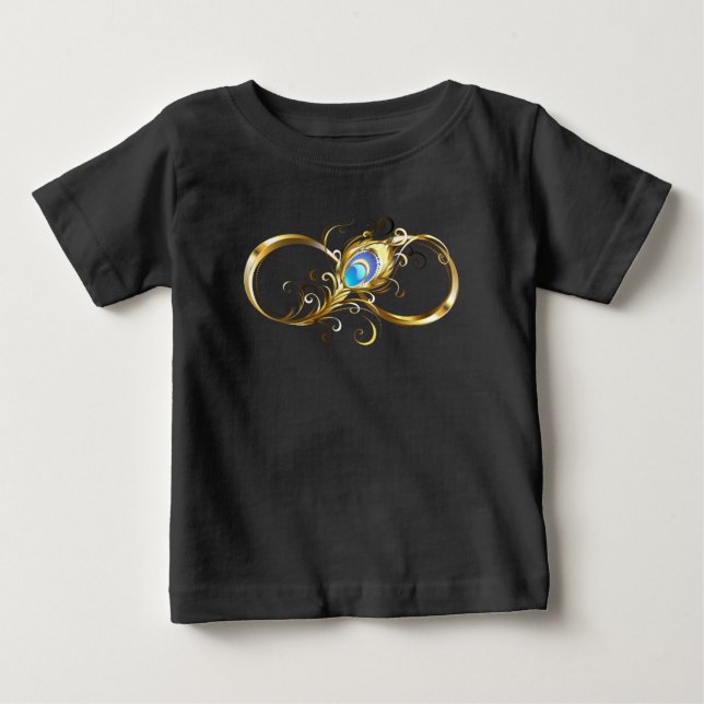 Oändlighet med Golden Peacock Feather T Shirt (Framsida)