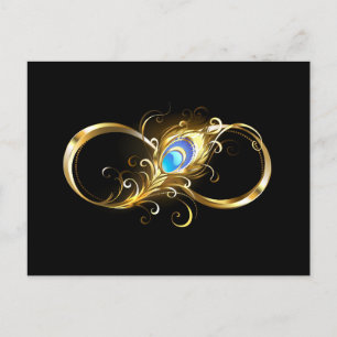 Oändlighet med Golden Peacock Feather Vykort