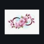 Oändlighet med körsbärsblommande blommor rabattkort<br><div class="desc">Symbol för oändlighet med blommor och blad av blommande körsbärsblommor på ljus bakgrund,  målad med blå färg. Symbolen för oändlighet. Körsbärsblommor. Tatueringsstil. Hanami</div>