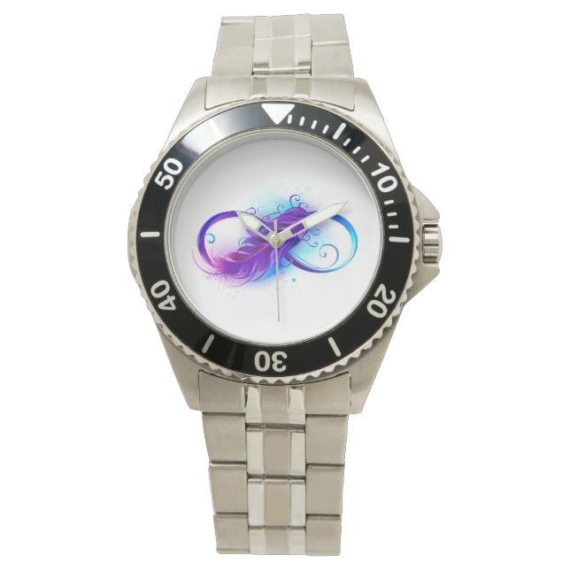 Oändlighet med lila fjäder armbandsur (Framsida)
