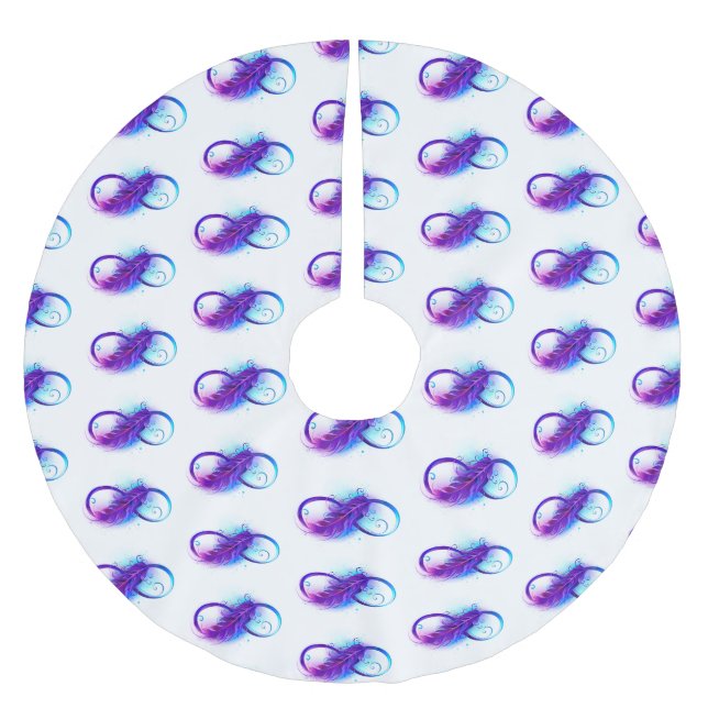 Oändlighet med lila fjäder julgransmatta borstad polyester (Framsidan)