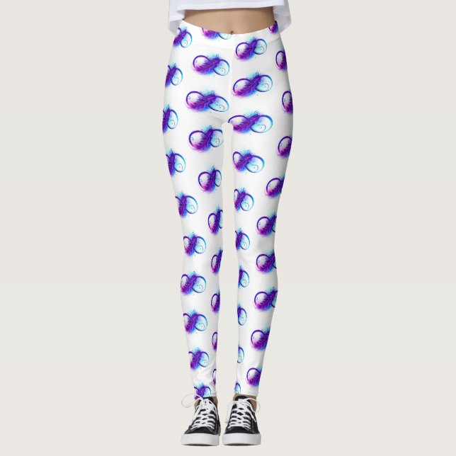 Oändlighet med lila fjäder leggings (Framsida)