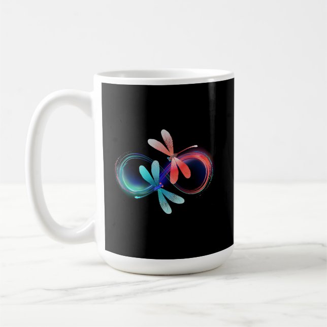 Oändlighet med lysande trollsländor kaffemugg (Vänster)