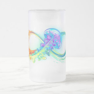 Oändlighet med regnbåge frostat ölglas