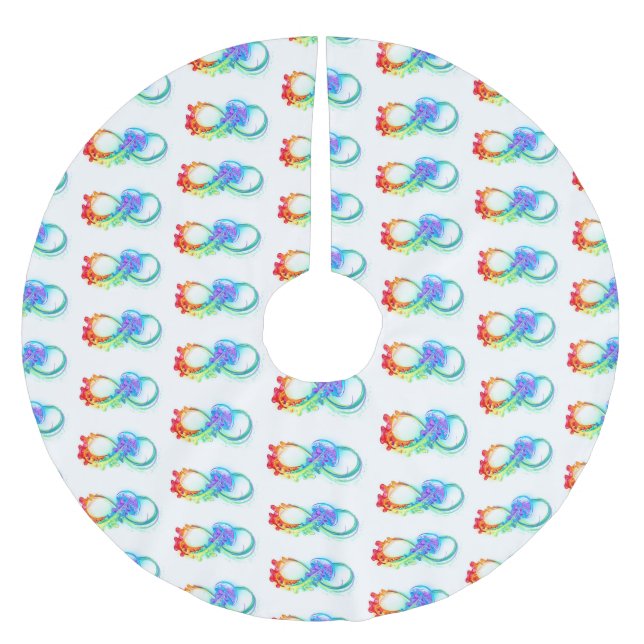 Oändlighet med regnbågsmaneter julgransmatta borstad polyester (Framsidan)