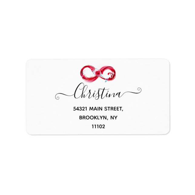 Oändlighet med Röda Vin Adressetikett (Framsidan)