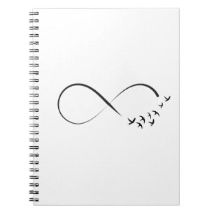 Oändlighet sväljer symbol anteckningsbok med spiral