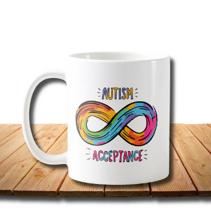 Oändlighetssymbol för autism Acceptans Färgfull re Kaffemugg