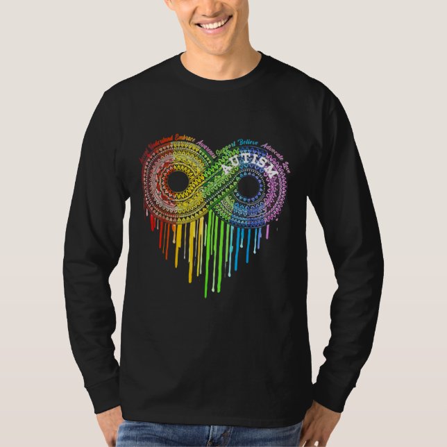 Oändlighetssymbol för autism - regnbåge, medvetand t shirt (Framsida)