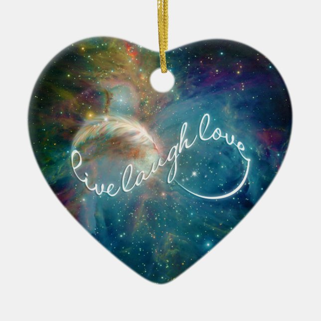 Oändlighetssymbol för fantastisk, "Live Laugh Kärl Julgransprydnad Keramik (Framsidan)