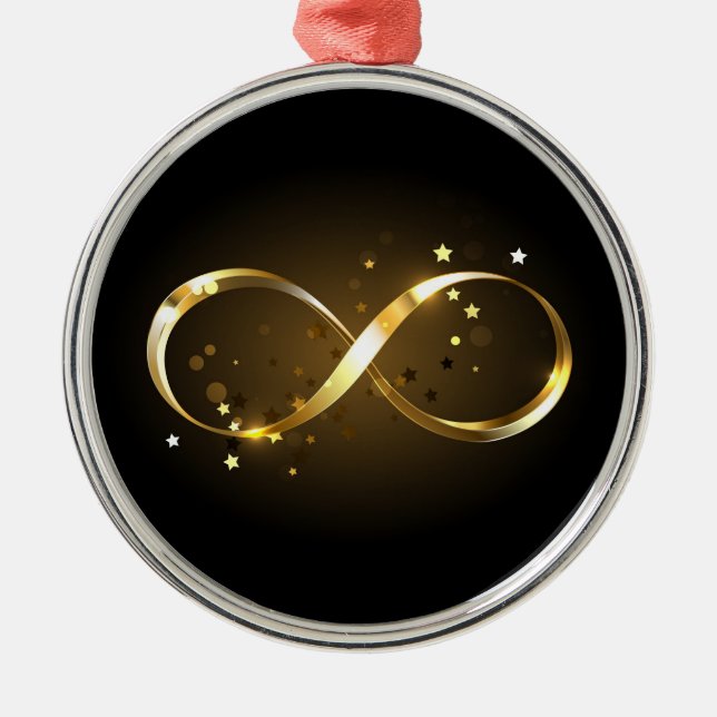 Oändlighetssymbol i guld julgransprydnad metall (Framsidan)