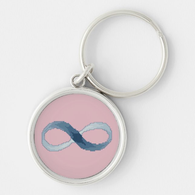 Oändlighetssymbol Keychain Rund Silverfärgad Nyckelring (Framsidan)