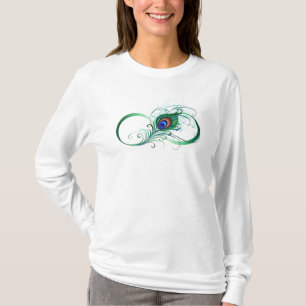 Oändlighetssymbol med påfågelsfjäder t shirt