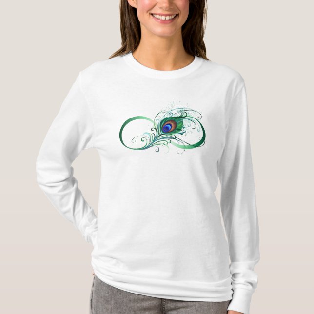 Oändlighetssymbol med påfågelsfjäder t shirt (Framsida)