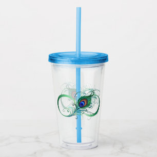 Oändlighetssymbol med påfågelsfjäder take away mugg