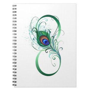 Oändlighetssymbol med Peacock Feather Anteckningsbok