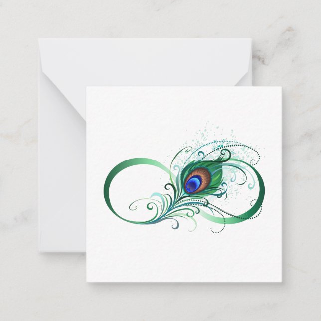 Oändlighetssymbol med Peacock Feather Anteckningskort (Framsida)