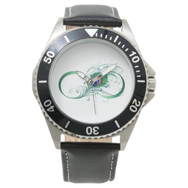 Oändlighetssymbol med Peacock Feather Armbandsur (Framsida)