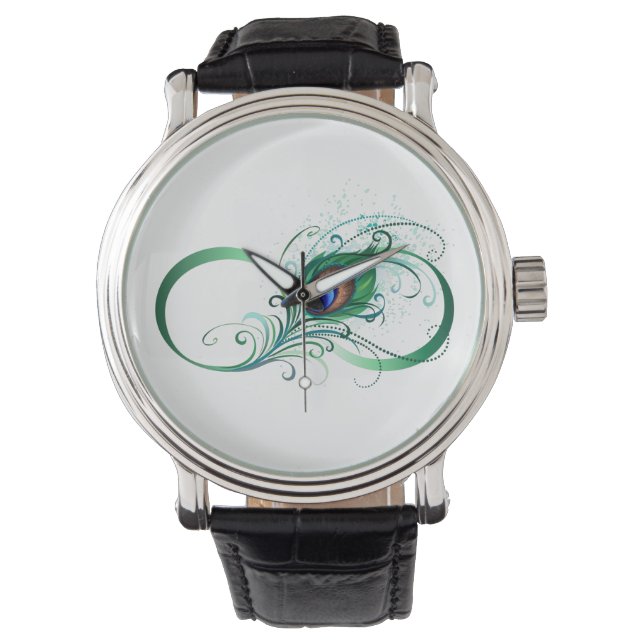 Oändlighetssymbol med Peacock Feather Armbandsur (Framsida)