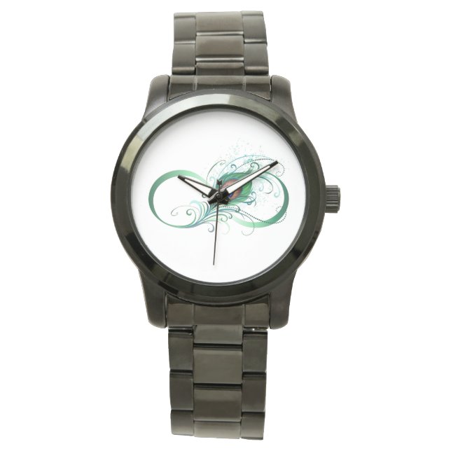 Oändlighetssymbol med Peacock Feather Armbandsur (Framsida)